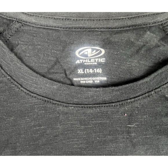 Athletic Works shirt Girls XL 14-16 Black short sleeve Focus - Picture 3 of 8